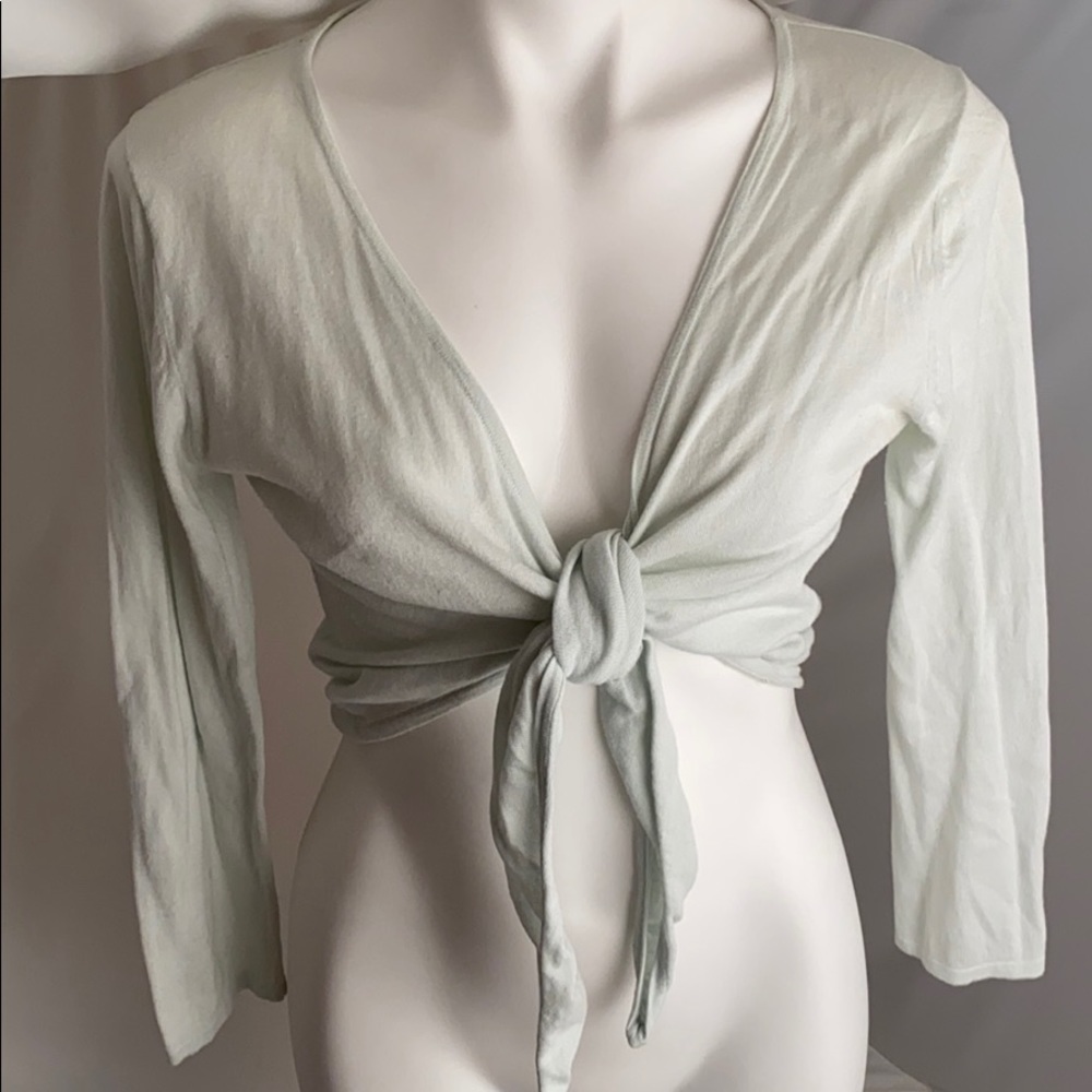French Connection green cropped ballet style sweater